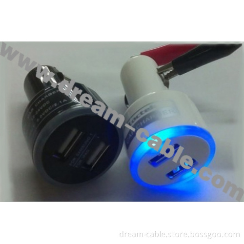 LED Light Dual Ports Mini USB Car Charger (YTX256)